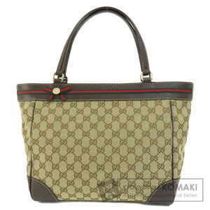 Gucci GG Canvas Sherry Line Tote Bag web Brown